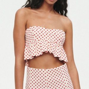 Zara - Strapless Polka Dot Bustier Top.